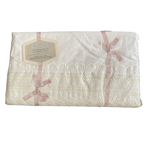 Wamsutta Bedding Vintage New Old Stock Wamsutta Eyelet Trim Sheet Poshmark